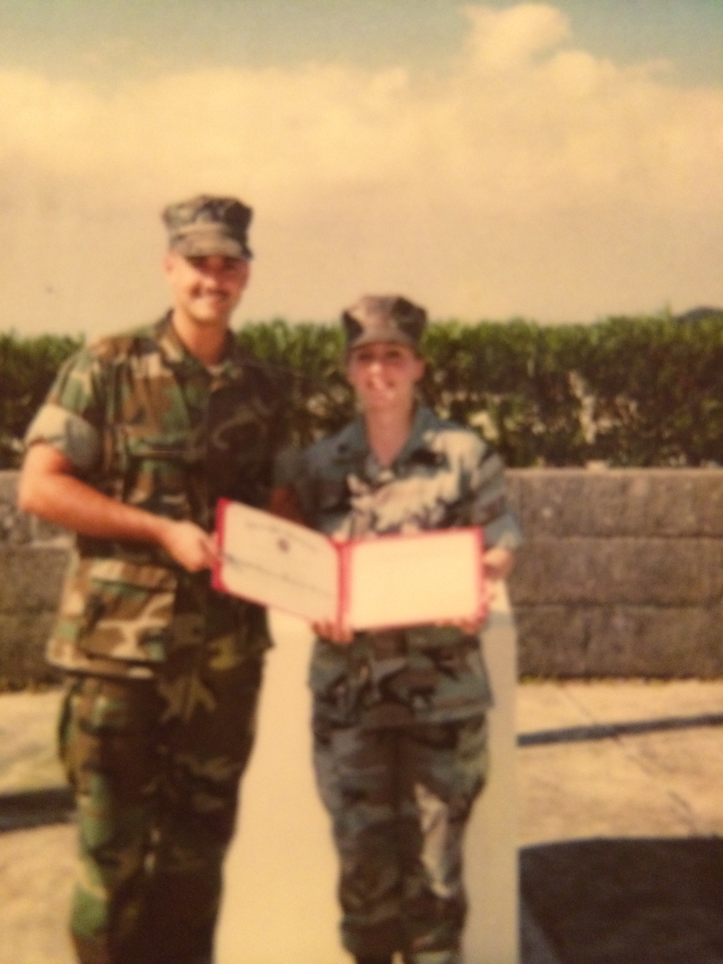 Janet Langrehr - U.S. Marine Corps Veteran and Mesa College Student - stands proudly during her time in the service.
