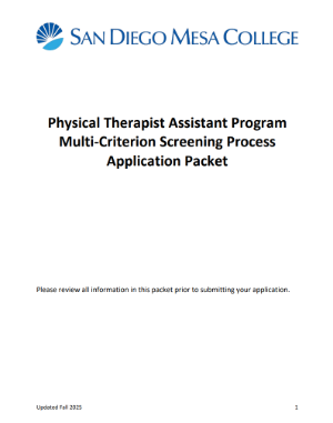 Open Mesa College PTA Application Packet PDF