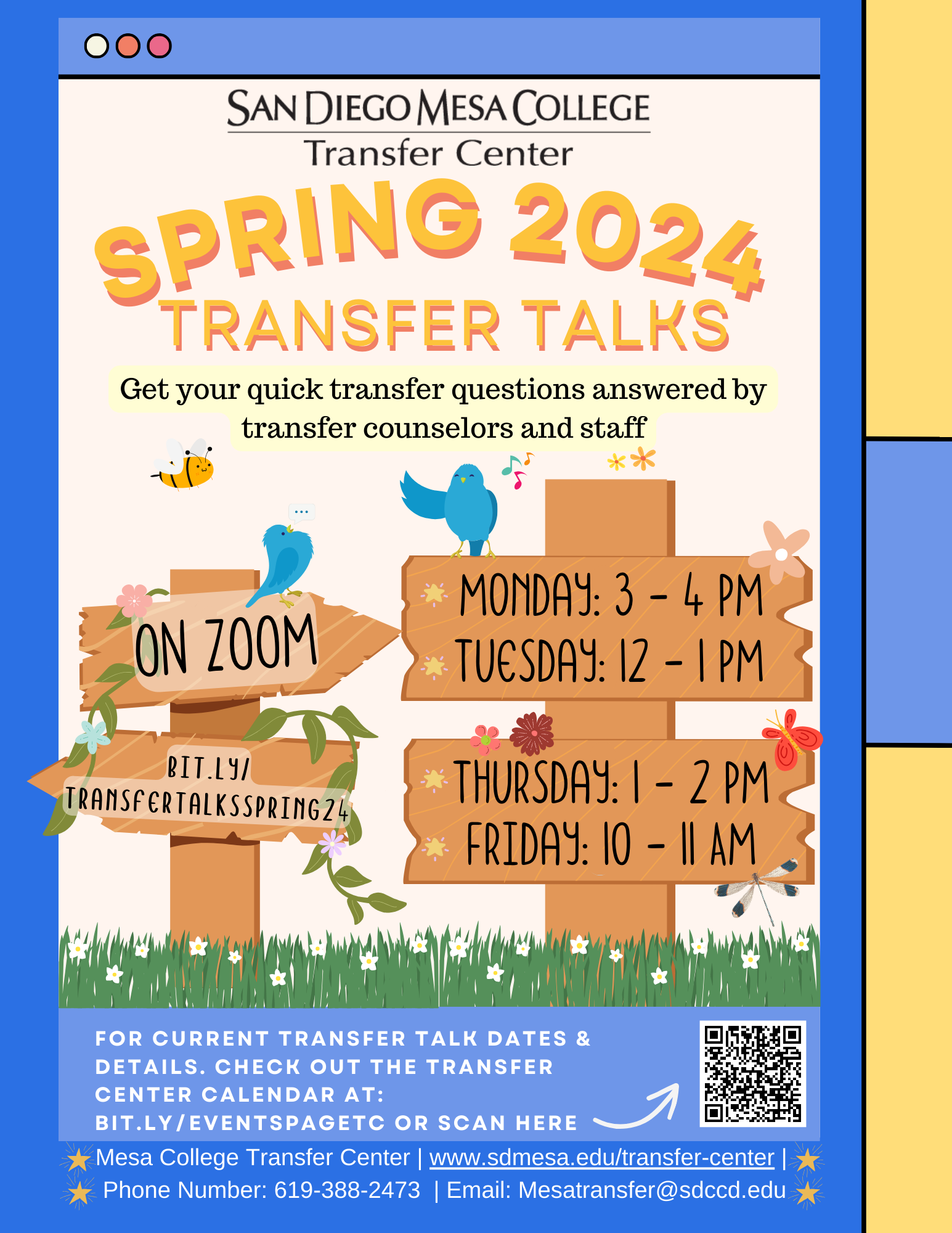 Spring 2024 Transfer Talks - San Diego Mesa College Calendar