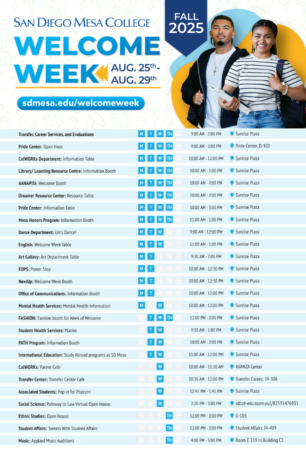 Download Welcome Week Schedule